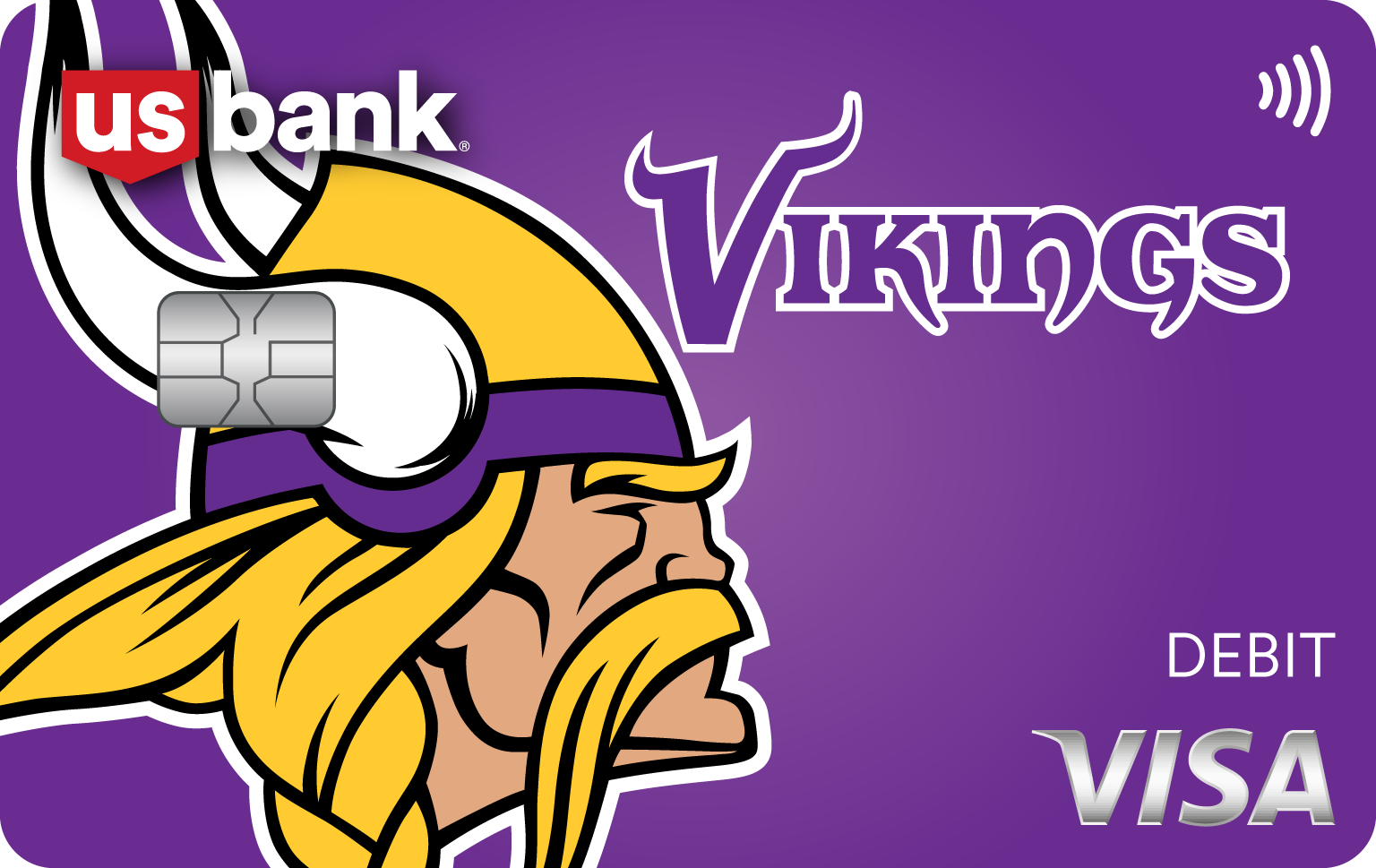 Tarjeta 4. Diseño de tarjeta de débito Visa de los Vikings de Minnesota.