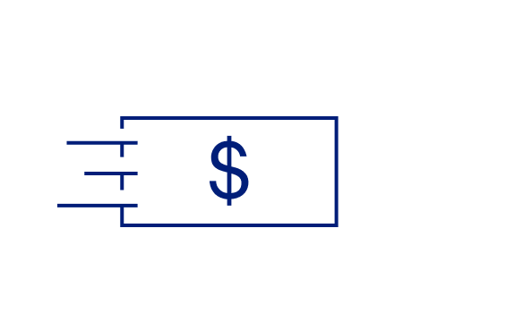 Illustration of a dollar bill with lines behind it, connoting the movement of money.